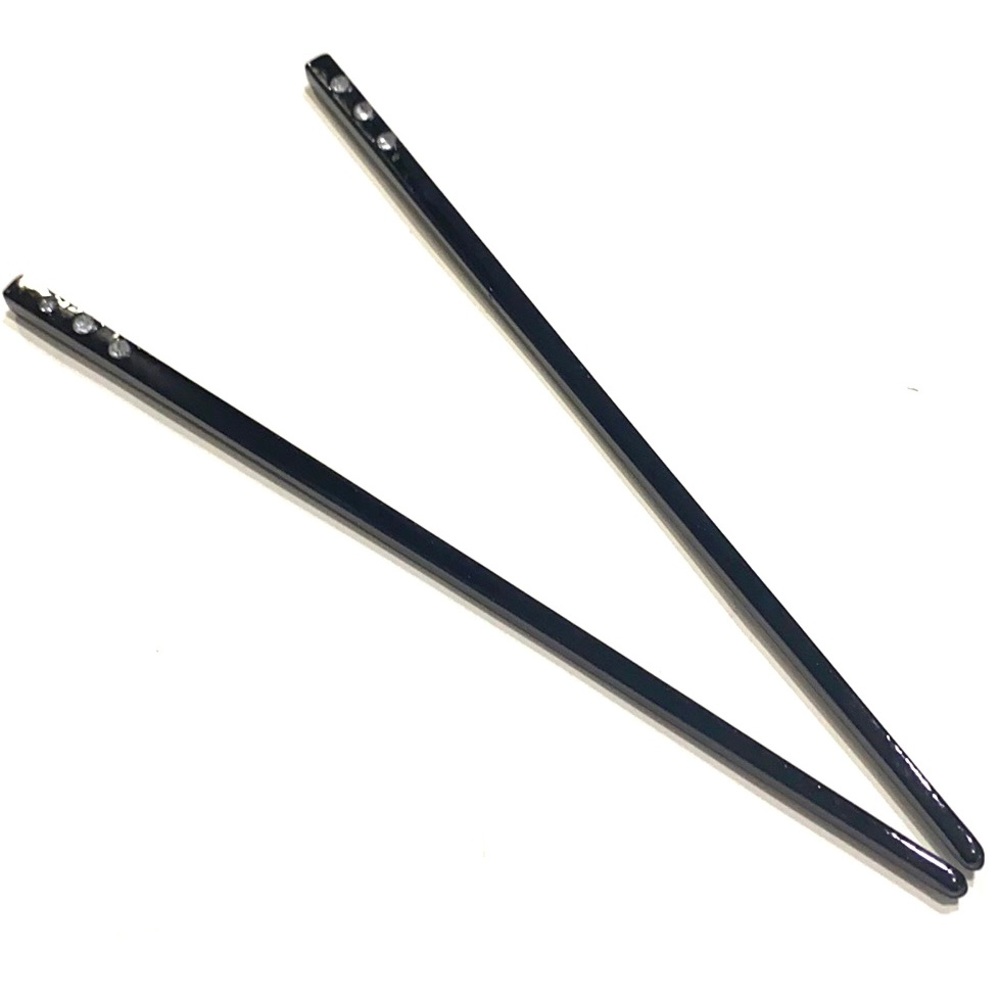 Black Updo Hair Sticks Picks Rhinestone Accents